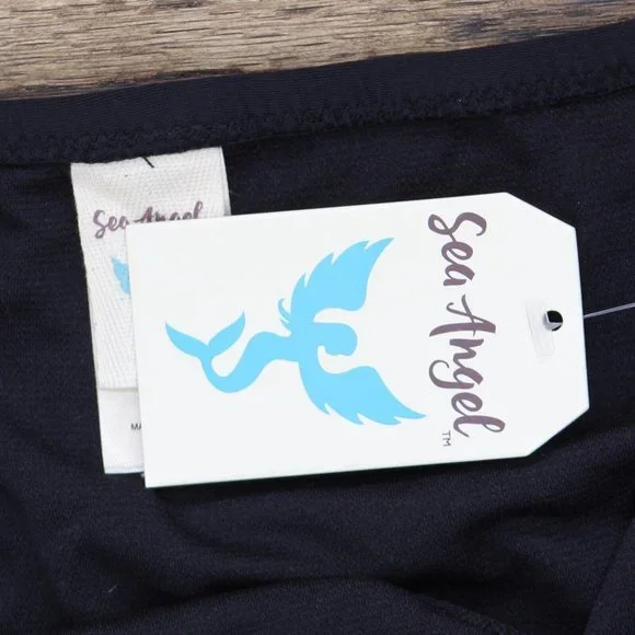 NWT Sea Angel Women's Shirred Side Scoop Bikini Bottom SA9591Z L Black - Picture 3 of 4